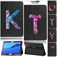 tablet case for huawei mediapad t5 10 10 1inch trendy colorful letter series leather folding back support cover stylus