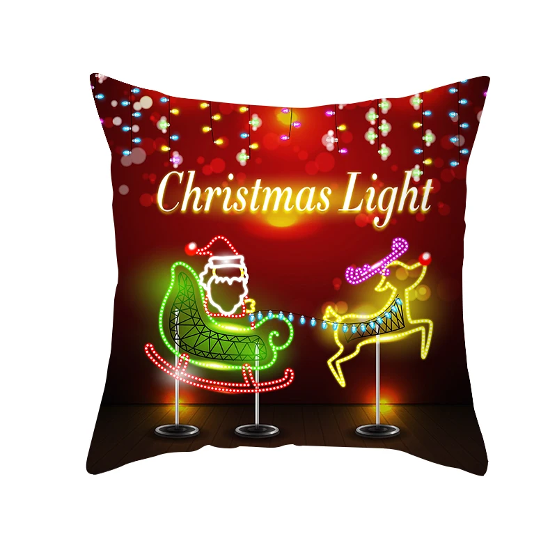 

45x45cm Christmas Cushion Cover Sofa Cushion Pillow Cases Santa Claus Pillowcase Home Decorative Car Throw Pillowcase Decoration