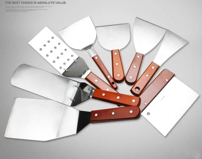 Из нержавеющей стали с деревянной ручкой небольшой Лопата тэппанъяки для