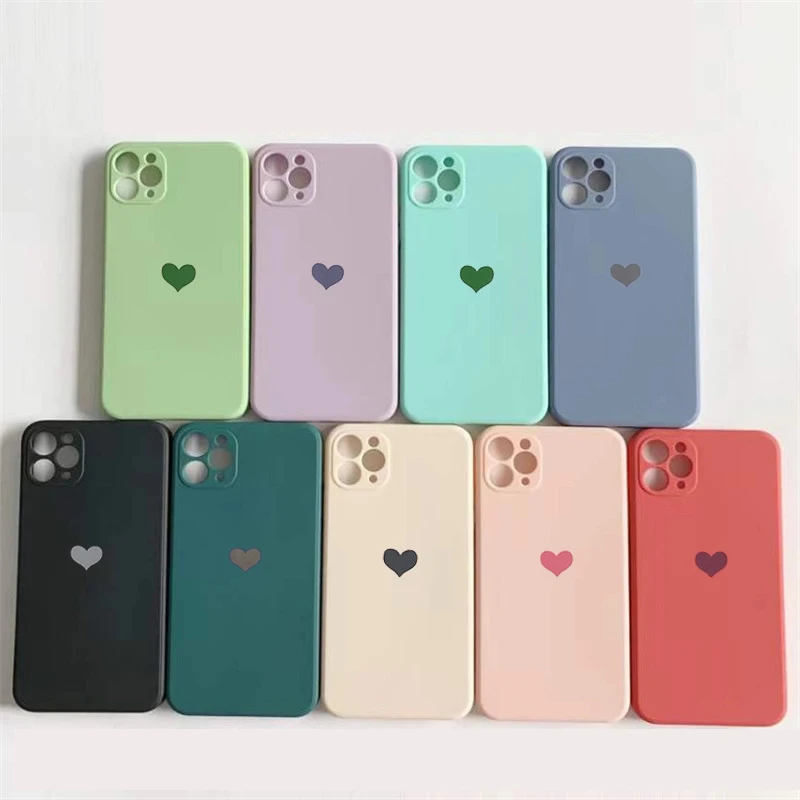 

Matte Love Heart Phone Case For iPhone 12 Pro 11 Pro MAX XR X XS Max 7 8 Plus Cute Soft Silicone Camera Protective Back Cover