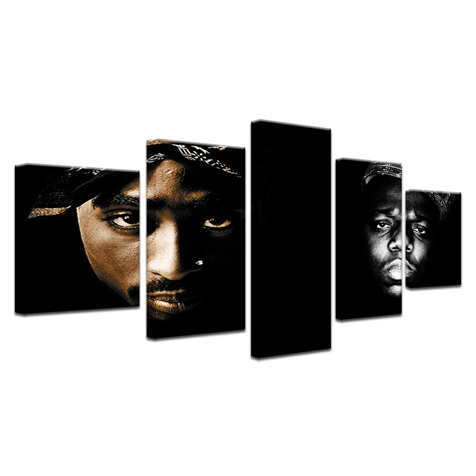 

The Notorious B.I.G Tupac 2Pac American Rapper Music Star Hot Art Print Poster 5 Panel Canvas Painting Wall Home Decor