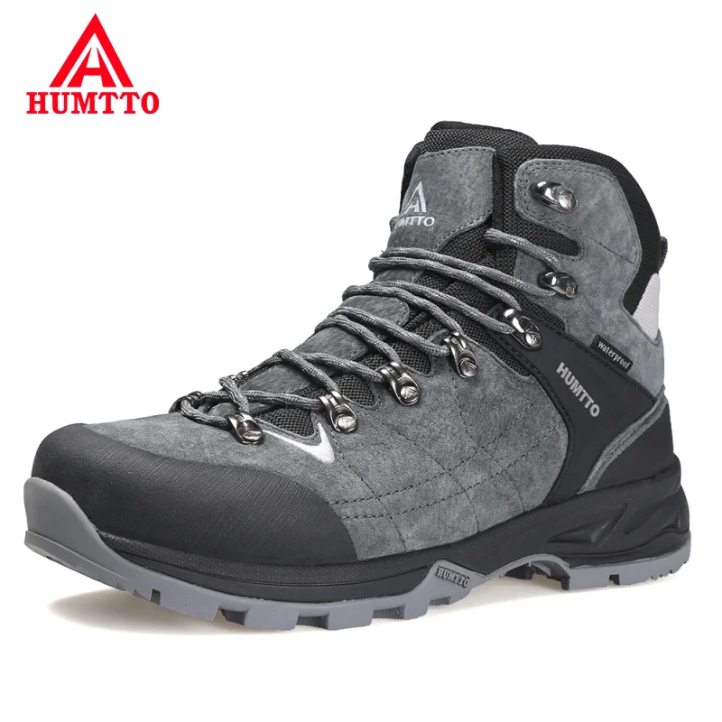 HUMTTO Hiking Shoes Waterproof Leather Trekking Boots Outdoor Sneakers for Men 2021 Breathable Sport Hunting Climbing Mens Shoes