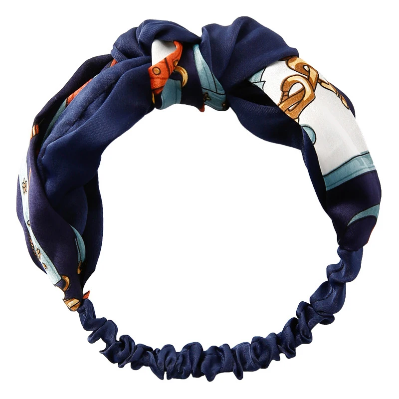 Женская тканевая повязка на голову элегантная Цветочная из шифона с узелком и