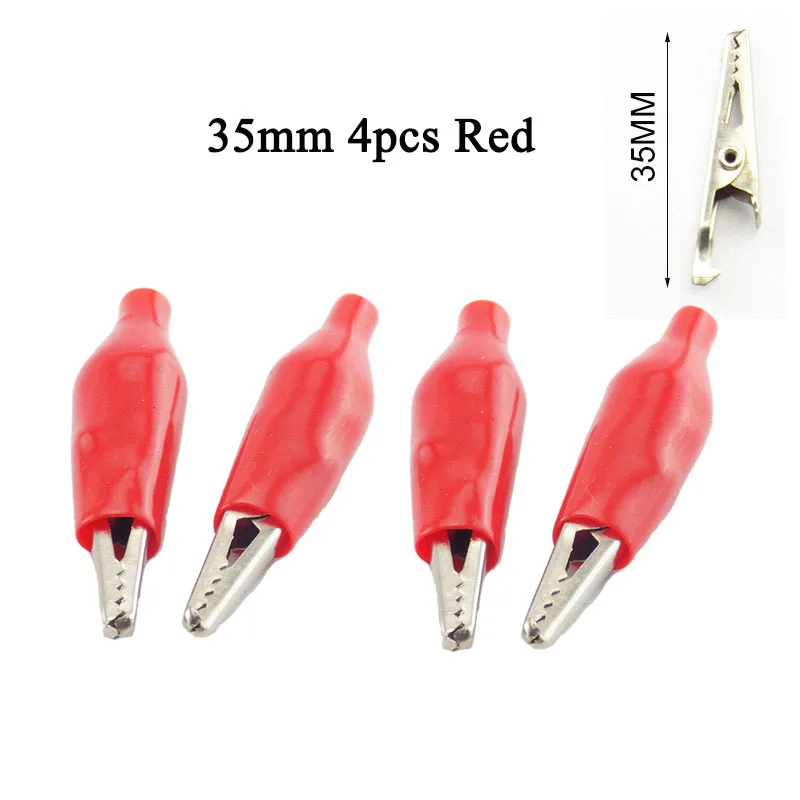 35mm 4pcs Red Электрический зажим-крокодил испытательный кабель металлический измерительный прибор зажим измерительный щуп Крокодил черный красный чехол мото велосипед DIY 28 мм/35 мм/45 мм - Цвет: 35mm 4pcs Red