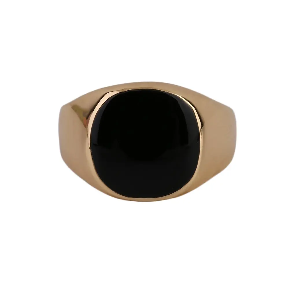 Металлическое кольцо из нержавеющей стали обручальное с черным ониксом |