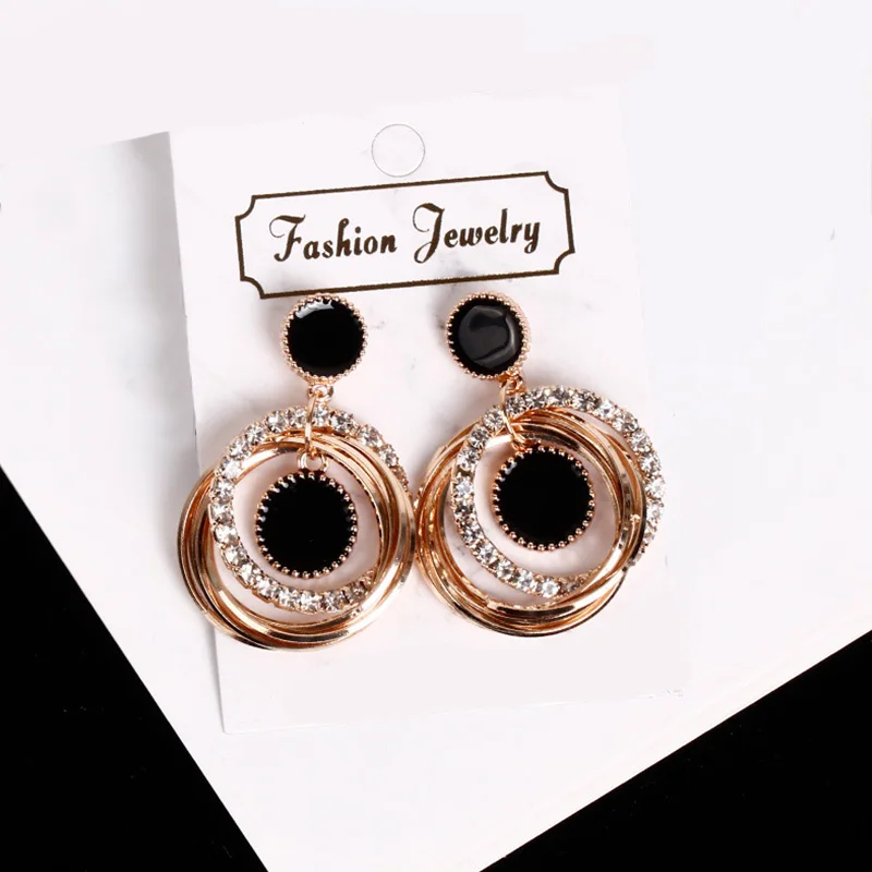 2 шт./компл. женские модные серьги с украшением в виде кристаллов круглые бусины
