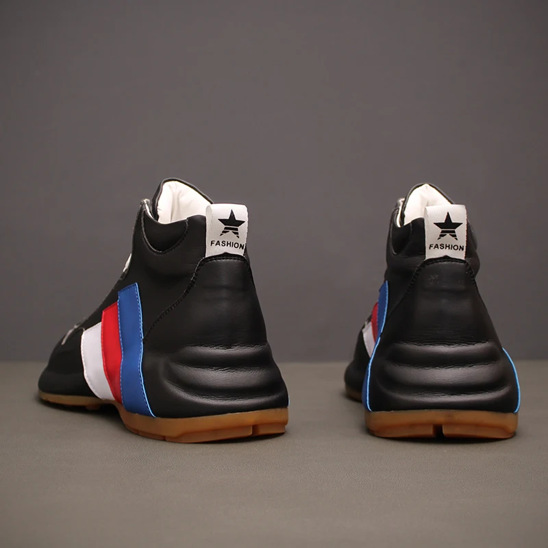 

Autumn Men High-Top Shoes Lace Up Height Increased Leather White Sneakers Street Hip Hop Casual Shoes Zapatillas Hombre 38-43