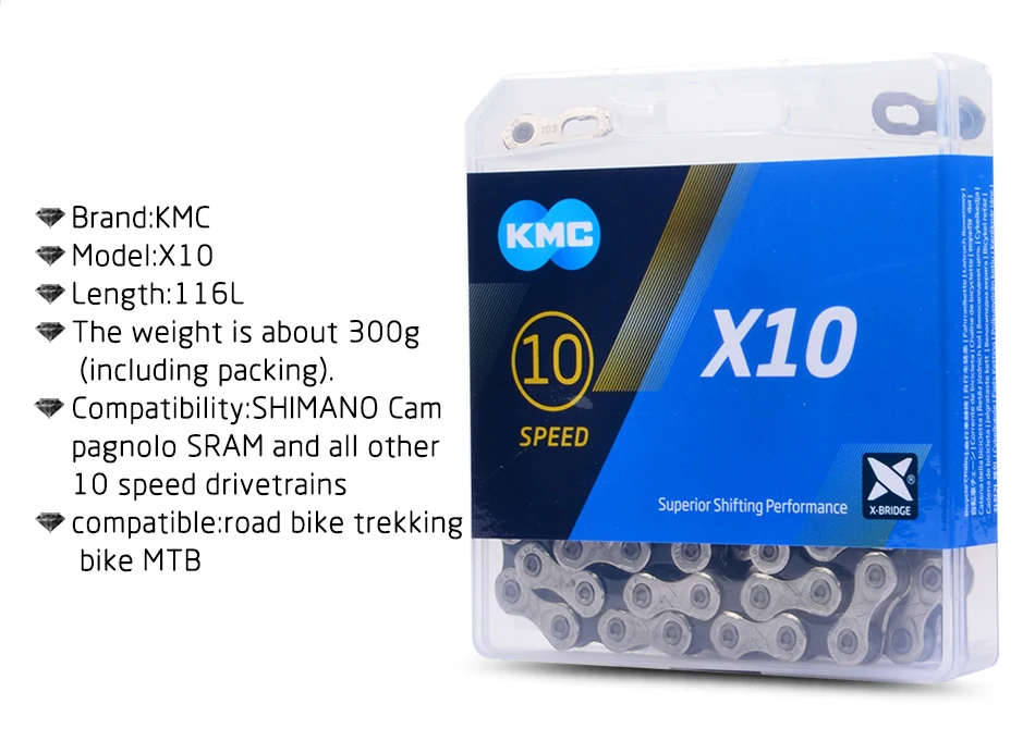 Цепь kmc X8 X9 X10 X11 цепь велосипеда MTB 116L 118L 126L ссылки Аксессуары для велосипеда 8S 9S 10S 11 цепь kmc для roadbike