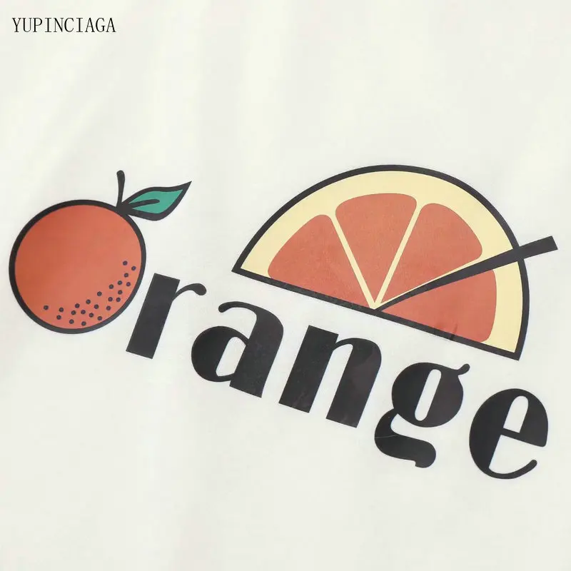 

Korean Casual 2021 Summer Women Orange Letter Print Cotton Loose Round Neck Short Sleeved T-shirt Female Cotton Tops 2113696