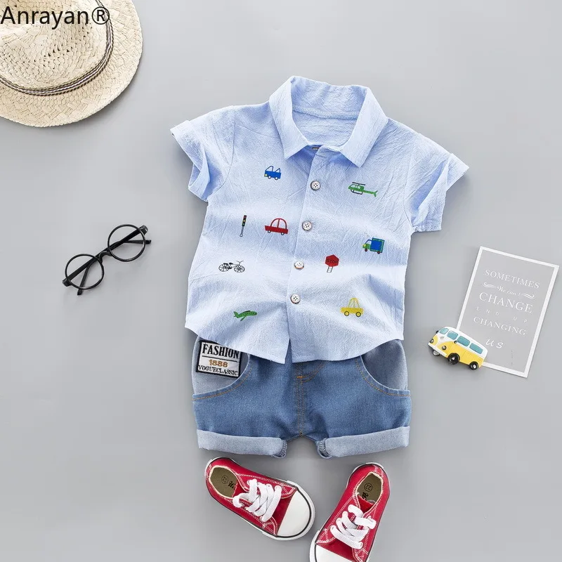 Летняя новинка детская одежда Детская футболка с мультяшным рисунком джинсовые