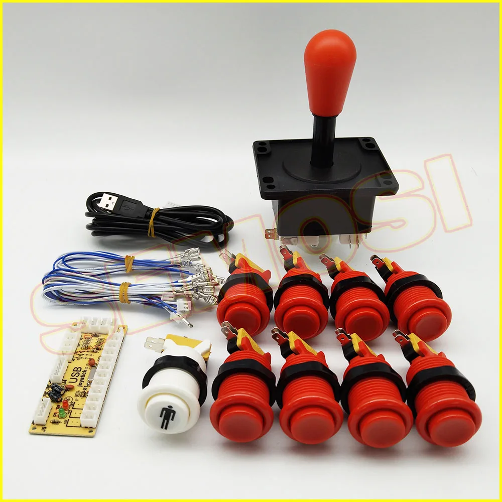 Kit 7 DIY аркадный джойстик и HAPP Стиль Кнопка комплект для Raspberry Pi, аркадный контроллер машины комплект включает нулевую задержку USB энкодер - Цвет: Kit 7