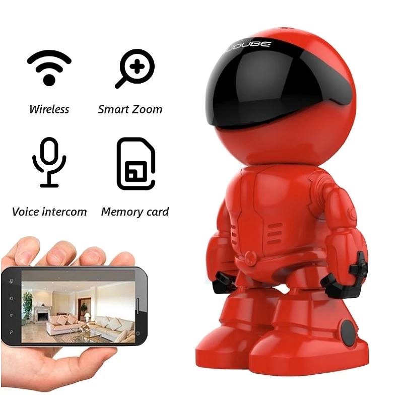 1080P WIFI робот IP камера панорамирование наклона Wi-Fi камера системы безопасности Поддержка P2P ночного видения Обнаружение движения двухстороннее аудио+ TF слот для карт