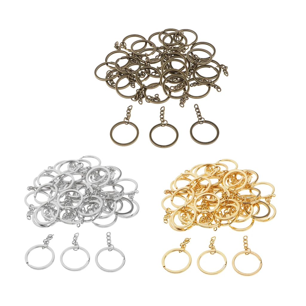 

30Pcs Key Rings Chains Split Ring Hoop Metal Loop Alloy Accessories 30mm