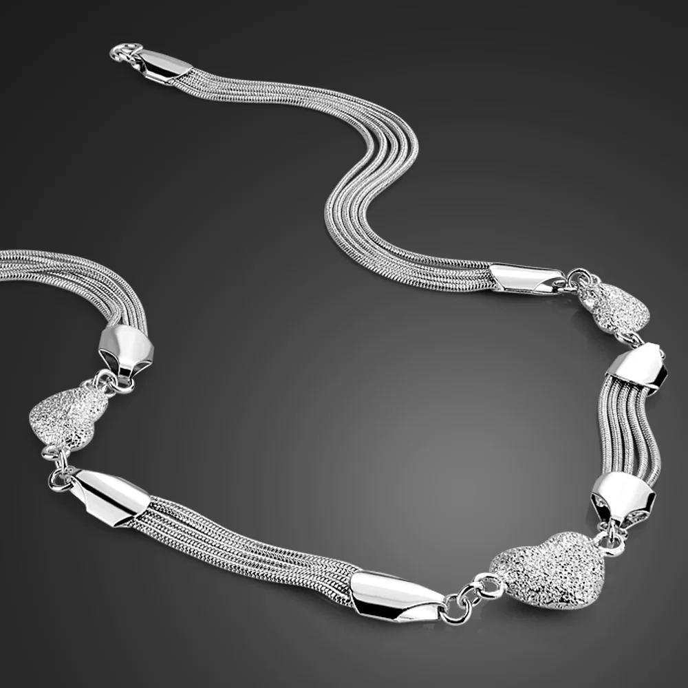 Женское колье с подвеской в виде сердца из серебра 925 пробы|Подвески| |