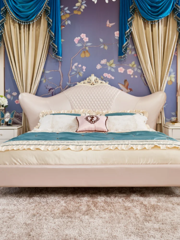 Кровать из натуральной кожи в европейском стиле кровать для хозяйской спальни