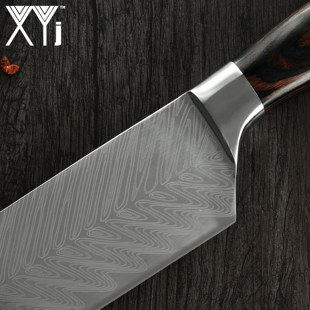 Шеф нож из нержавеющей стали 7CR17 8 дюймов кухонный резак с лазерным Дамасским