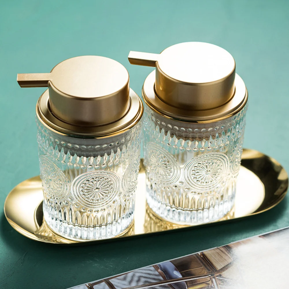 

1 Set Stylish Glass Hand Soap Dispenser Multi-function Home Press Shampoo Bottle