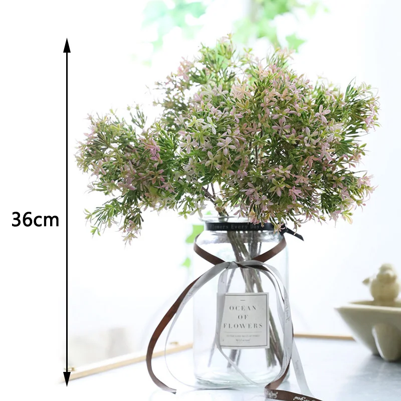 

5 Pieces Artificial Plastic Flower Milan Grass Fake Flowers for Wedding Party Home Decoration Accessories Valentines Day Gift