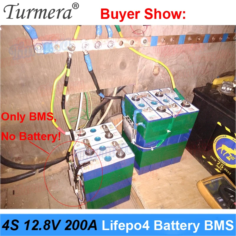 Turmera 4S 12.8V 200A Balance Lifepo4 Battery BMS Balance Protected Board for 3.2V 100Ah 200Ah 280Ah 310Ah Lifepo4 Batteries Use