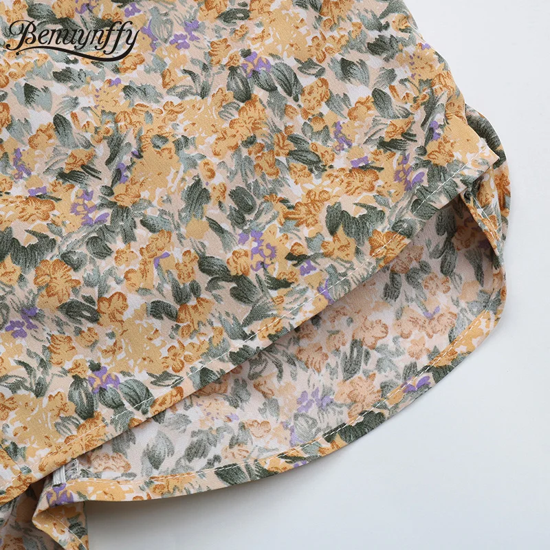 

Benuynffy Boho Floral Print Ruched Bodycon Skirts Women 2021 Summer Zipper Back High Waist Female Casual Slim Sexy Mini Skirt