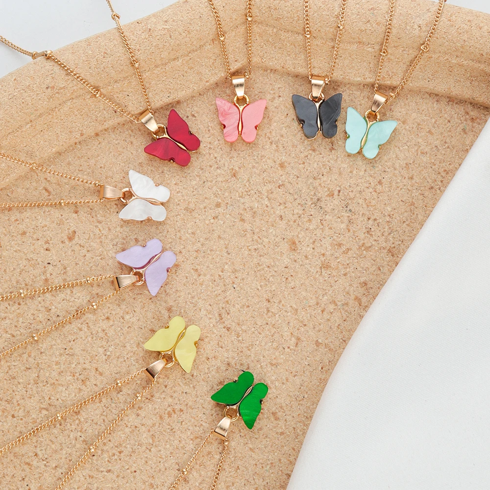 Модное колье-чокер для девочек модное розовое золото кулон-бабочка ожерелье