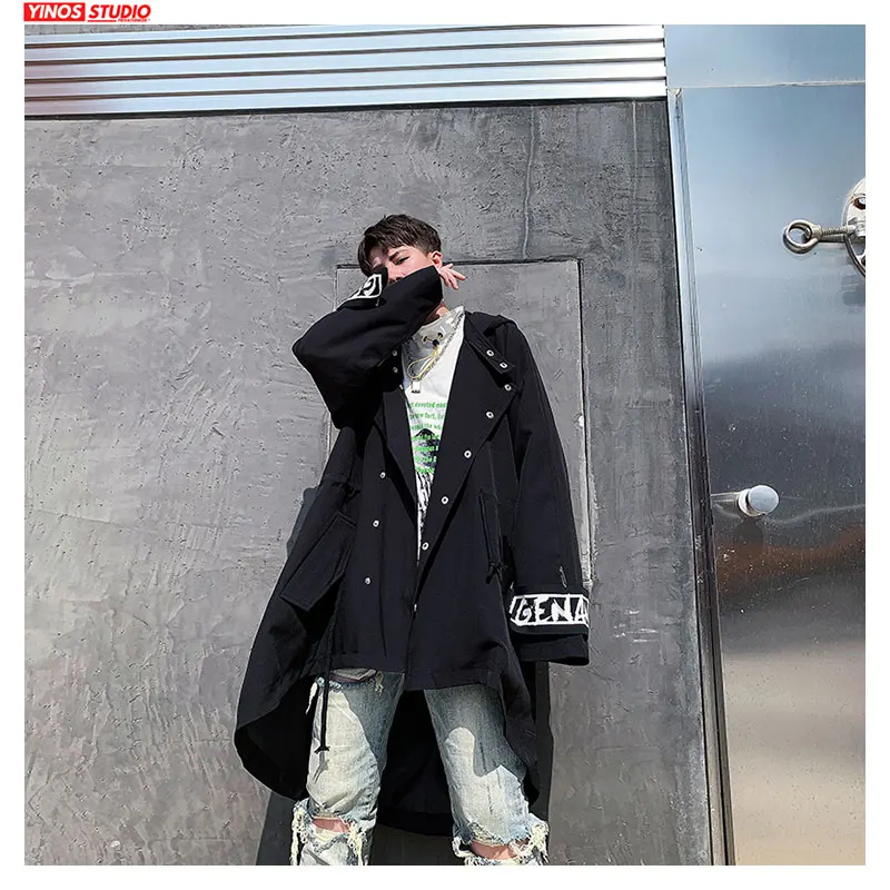 Японская уличная одежда с принтом мужская куртка-ветровка мешковатая накидка