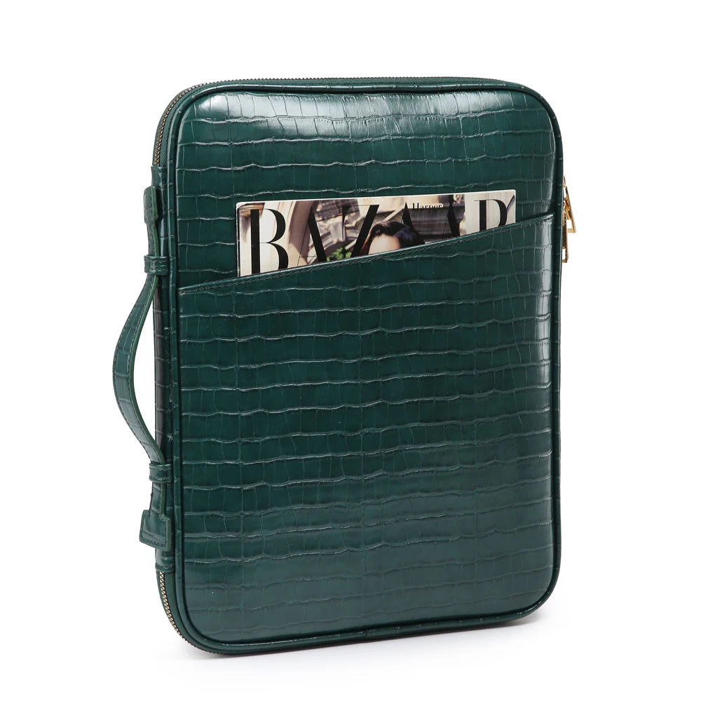 Newest Design Crocodile Pattern Laptop Bag Leather File Bag for IPAD A4 Paper Document Books File Folder