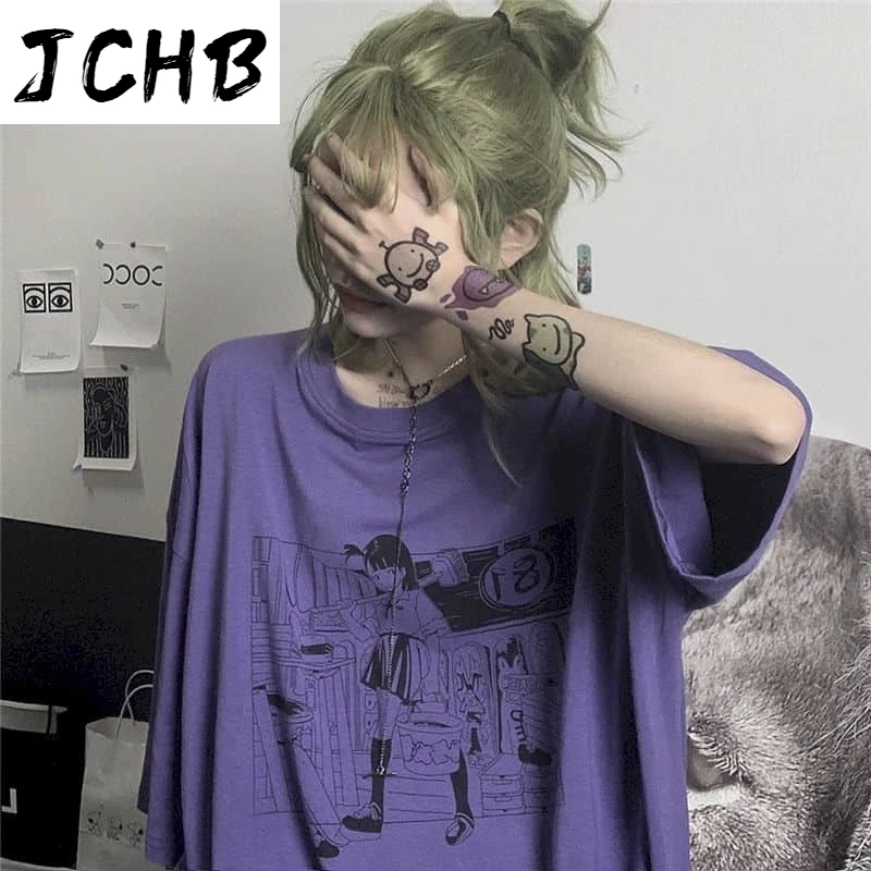 

2021 Summer Tshirt Women t Shirt New Harajuku Bf Wind Printed Short-sleeved T-shirt Students Korean Loose Wild Funeral Clothes G