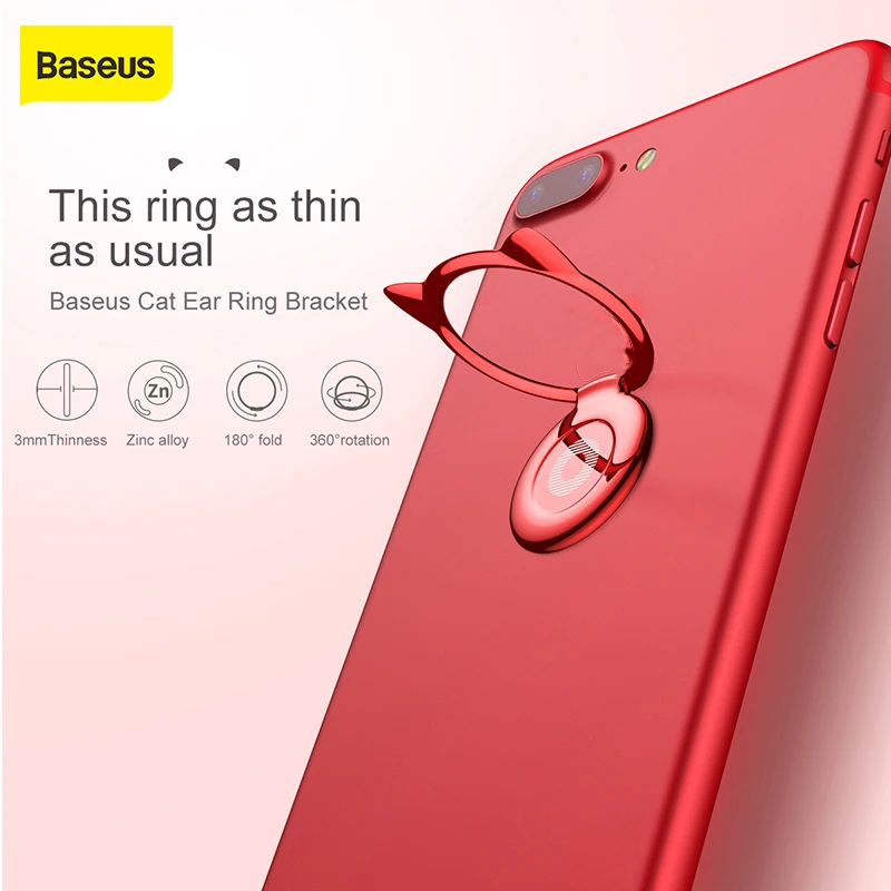 

Baseus Cute kawaii Phone Holder For iPhone X 6S Desktop Phone Ring Stand Ultra thin Finger Ring Holder For Magnetic Holder