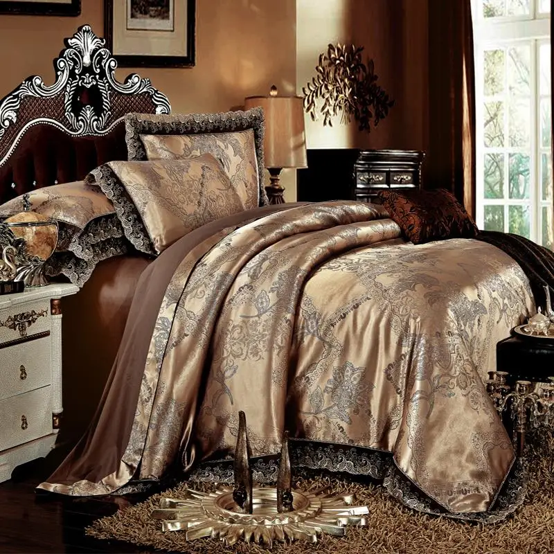 42 4 шт. Европейский стиль шелк тутового шелкопряда Комплект постельного белья