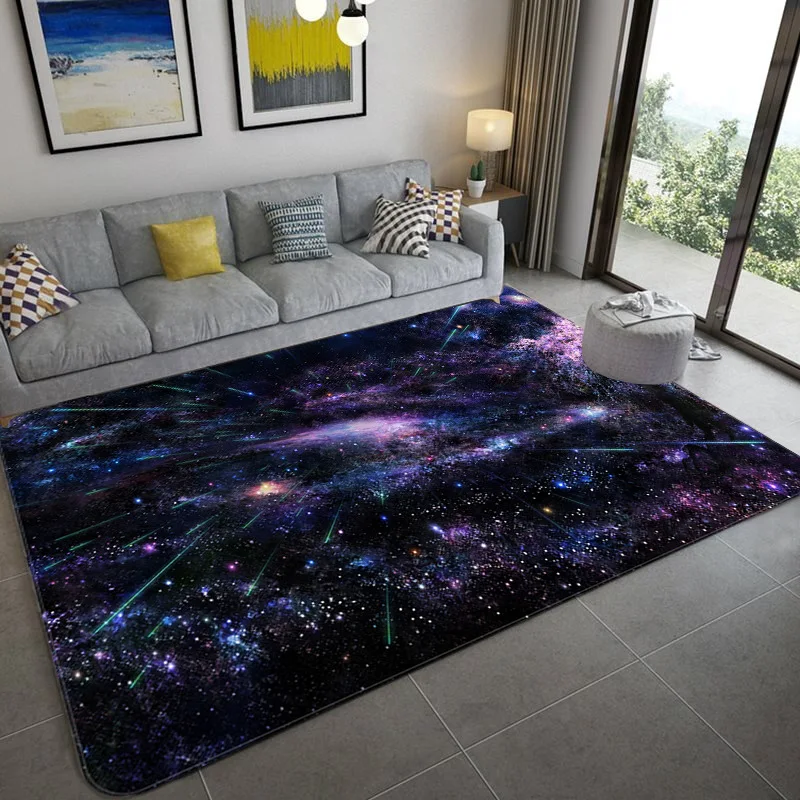 

Galaxy Space Stars pattern Carpets for Living Room Bedroom Area Rug Kids Room play Mat Soft Flannel 3D Printed Home Large Carpet