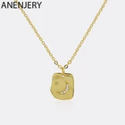 Женское Ожерелье с инкрустированным Цирконом ANENJERY, 925 пробы, серебряное, геометрическое, неправильное, квадратное, подарок, S-N763