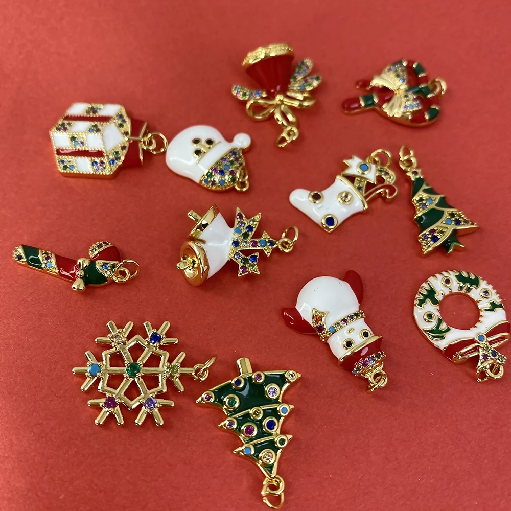

Christmas Tree Stocking Deer Bells Festival Diy Pendant Necklace Charms Earrings Designer Charms Cute Jewelry Making Supplies