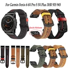 Ремешок кожаный для наручных часов Garmin Fenix 6 6X Pro 5 5X Plus 3HR 935 945, 26 дюймов 22 мм