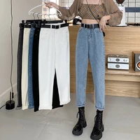 high waist jeans womens spring and autumn dad radish pants 2021 new small slim straight cropped pants