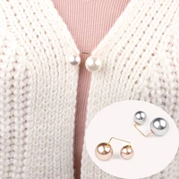 korean fashion double pearl anti exposure brooch bar shaped pin cardigan buckle sweater coat assembled jewelry women cute pins