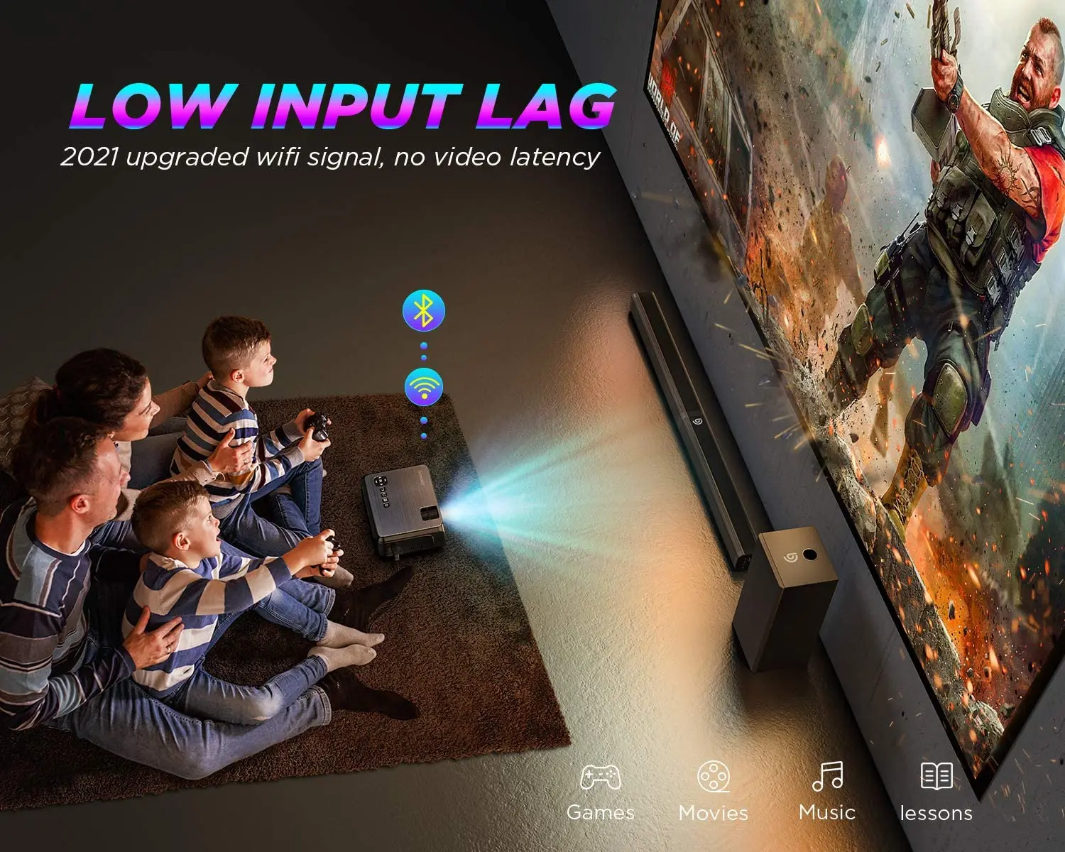 BOMAKER LED Projector Android 10.0 WIFI Full HD Supported 1080P 300 inch Big Screen Home Theater Smart Video | Электроника