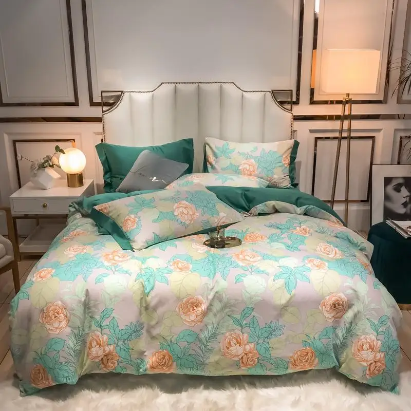 

Цветочные листья пододеяльник набор Queen King size JPcs Египетский хлопок Мягкий Постельное белье ботанический богатый, стеганое одеяло, размеры: ...