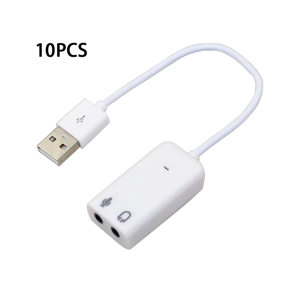 

10PCS External USB Audio Sound Card Adapter 7.1 Virtual Channel With Cable Microphone 3.5mm interface Sound Cards USB Earphone
