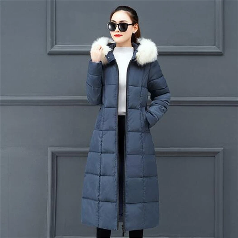 Женская зимняя длинная куртка новинка 2019 женский пуховик с капюшоном и большим