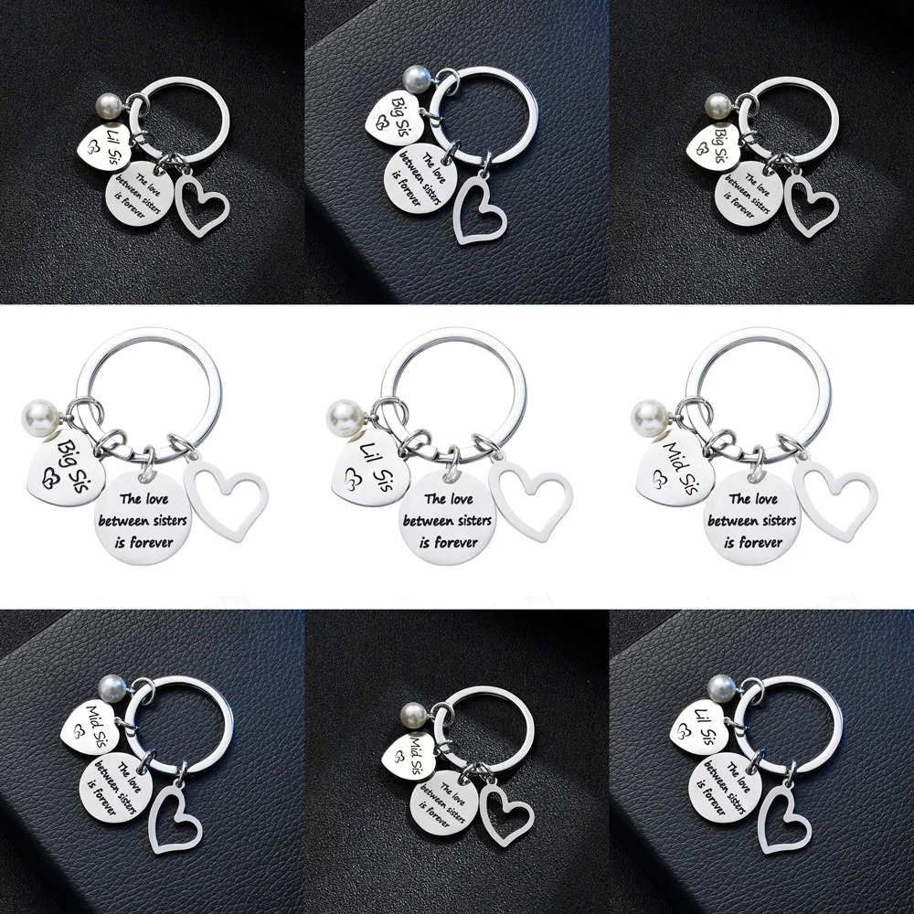 Брелоки для ключей «любовь между сестрами навсегда», «Любовь Сердце», жемчужина, из нержавеющей стали, большая звезда, бриллиант, лучший подарок для друзей, ювелирные изделия
