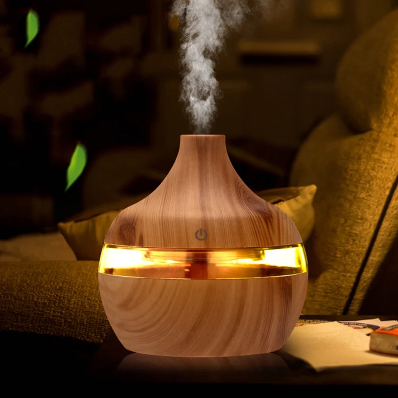 

Electric Humidifier Essential Aroma Oil Diffuser Ultrasonic Wood Grain Air Humidifier USB Mini Mist Maker LED Light For Office