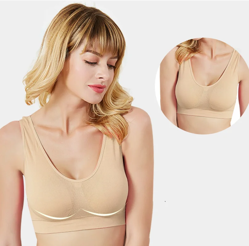 Двухслойный спортивный бюстгальтер большого размера тонкий Не оставляющий