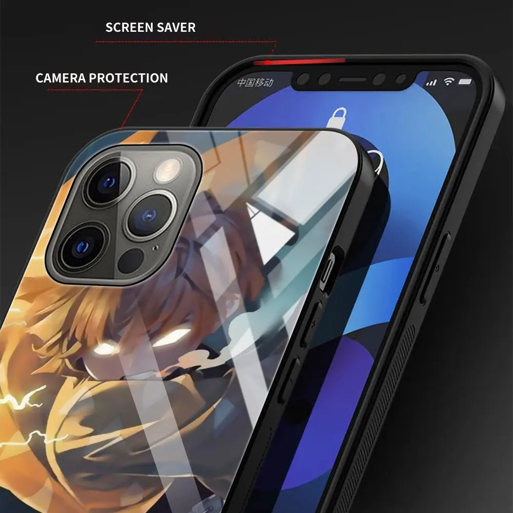 Anime Demon Slayer Kimetsu No Yaiba Tempered Glass Case For Apple iPhone 11 12 Pro 7 XR X XS Max 8 6 6s Plus SE 2020 13 Tampa