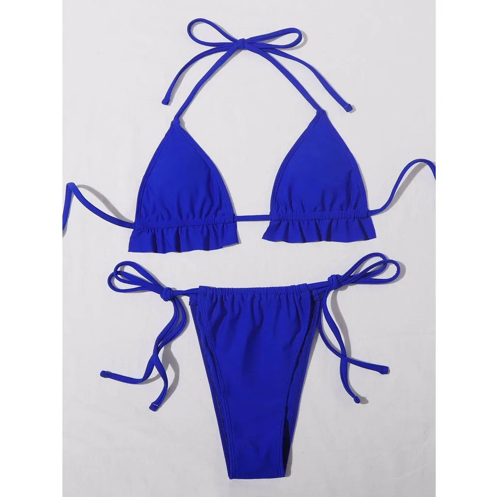 

Women's Swimming Suit 2021 Women Two Piece sexy solid color Sets Plus Size Beachwear Swimsuit Bikini bathing suit women