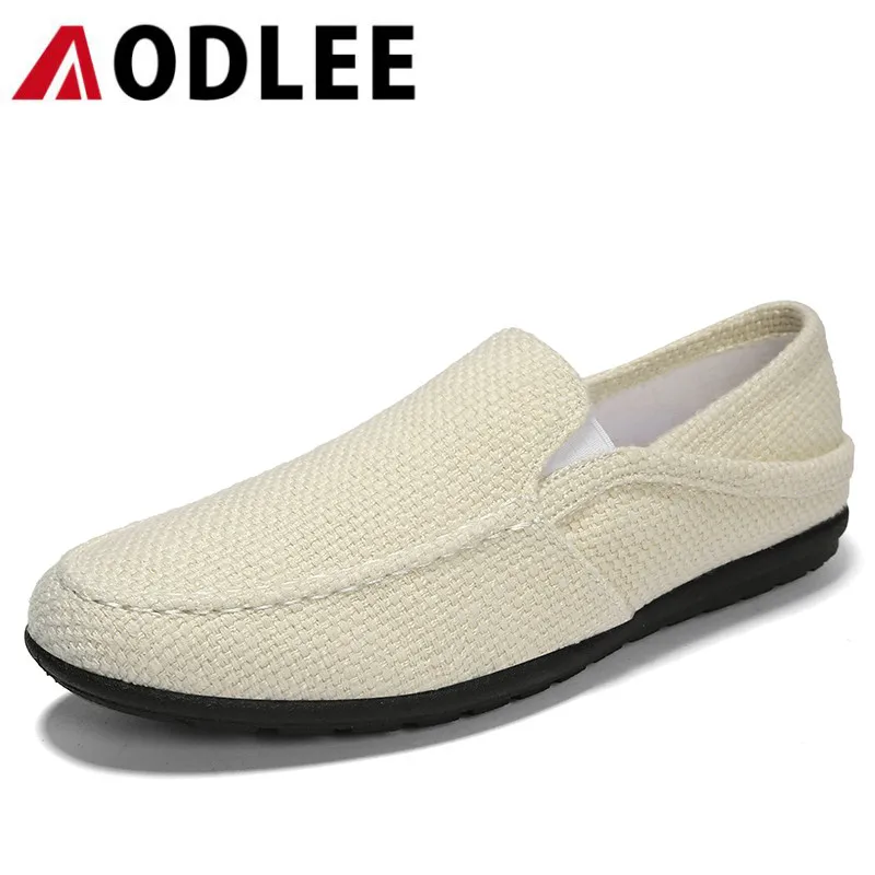 Мужские холщовые эспадрильи коричневые повседневные туфли без шнуровки