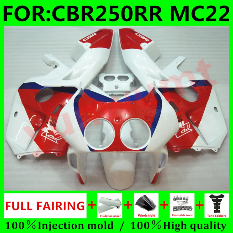 

Комплекты обтекателей для мотоцикла Honda Cbr250rr 1990 - 1994 NC22 CBR 250 RR MC22 CBR250 RR 1993 полный комплект обтекателей для кузова красный белый