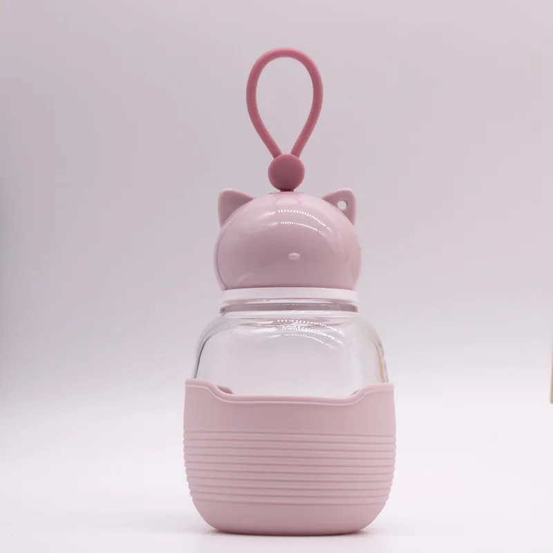 Cute Cat Glass Water Bottle With Rope 300ML Mini Leakproof Cup Student Tour Outdoor Drinkware Wholesale 35 |