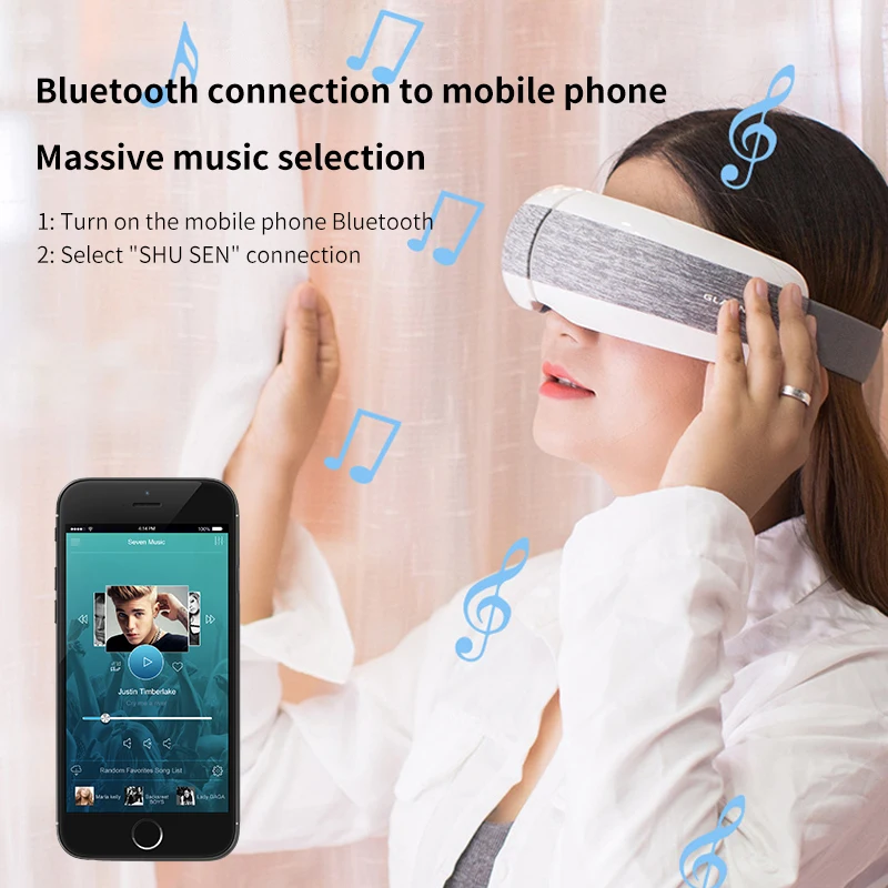 

Smart Eye Massager, Hot Compress, Pneumatic Electric Massager, Bluetooth Music, Foldable Eye Protector, Massage and Relax