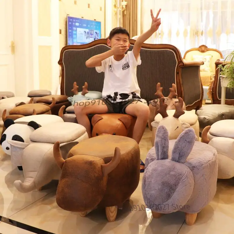 Креативный сменный стул для обуви домашний в виде свиньи ног из массива дерева